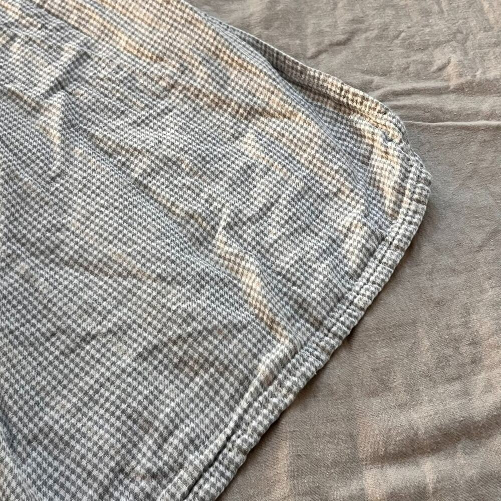 Room & Board Queen Blanket 92 x 93" Gray & Ivory Houndstooth Linen Blend